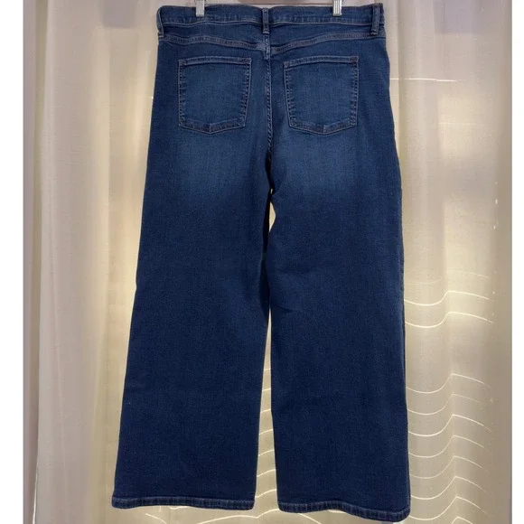 Banana Republic Factory High-Rise Wide-Leg Jeans Dark Wash Blue 33/16 Stretch - Picture 6 of 9